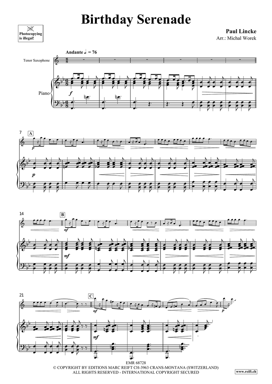 Birthday Serenade Birthday Serenade Tenor Saxophone scores gallery preview page 4