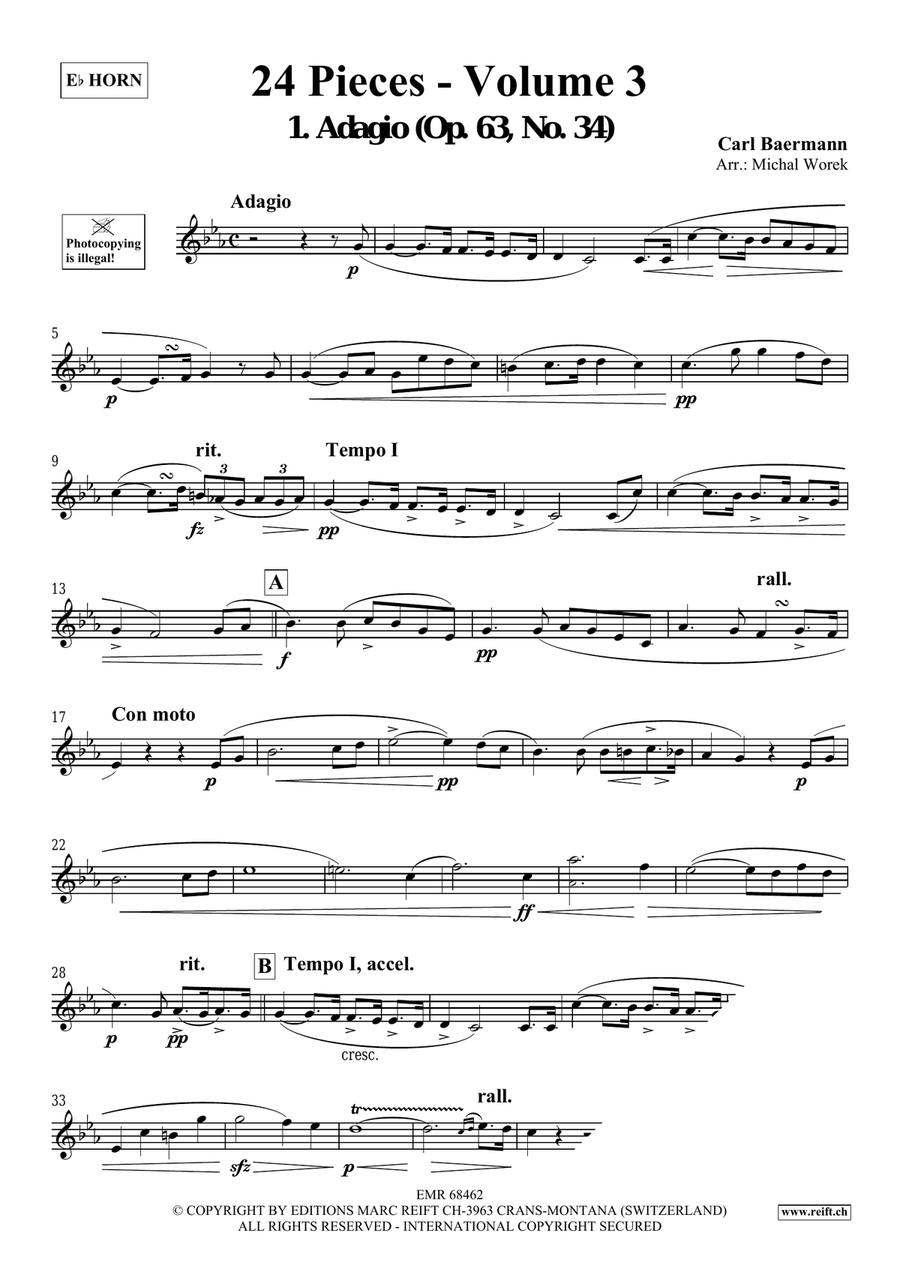24 Pieces - Volume 3 by Carl Baermann Horn - Sheet Music page 3