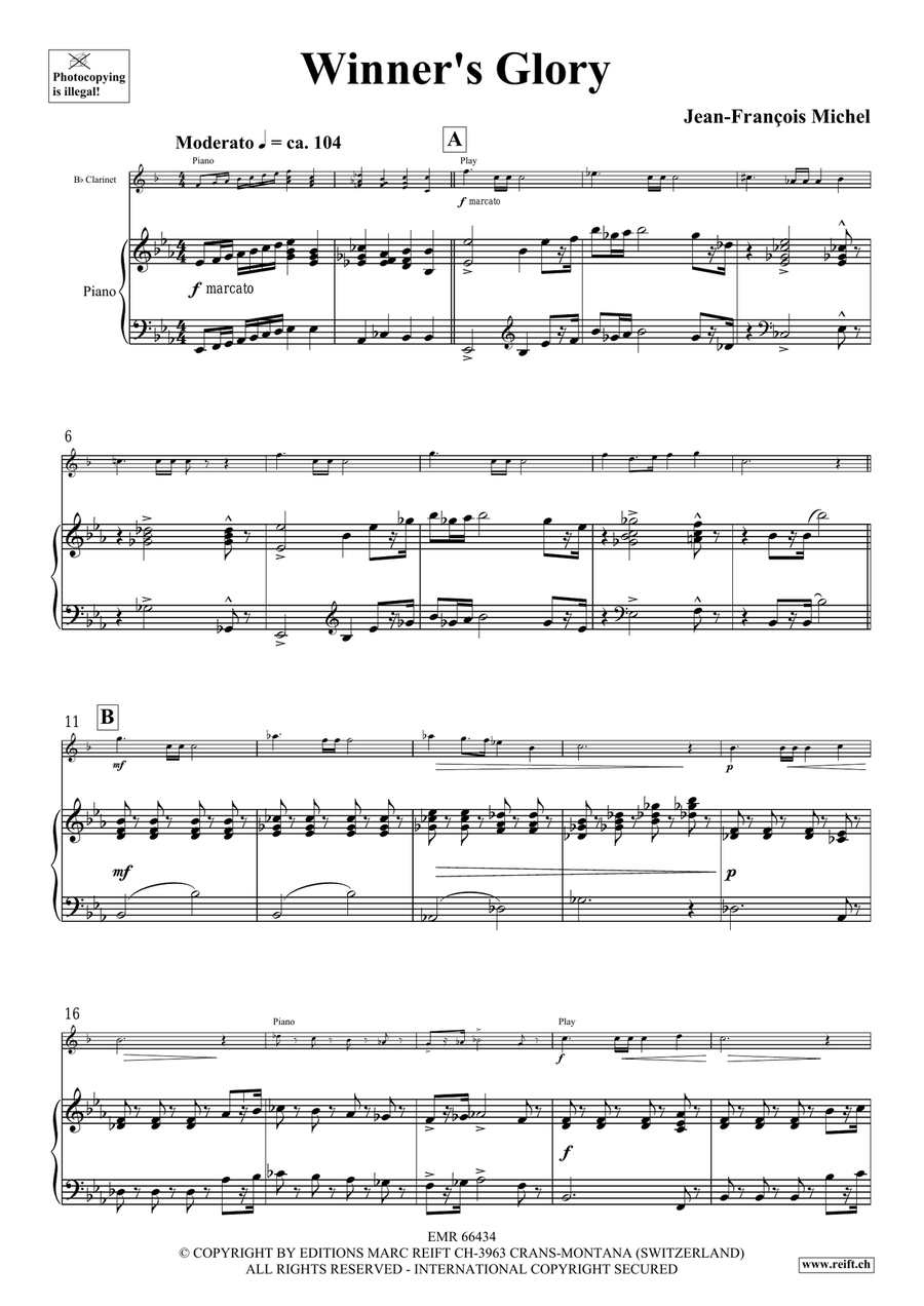 Winner's Glory by Jean-Francois Michel Clarinet Solo - Sheet Music page 5