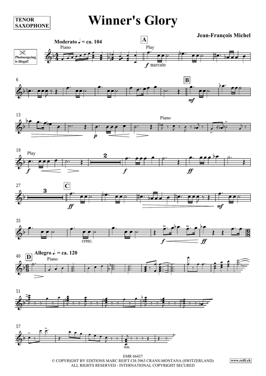 Winner's Glory Winner's Glory Tenor Saxophone scores gallery preview page 4