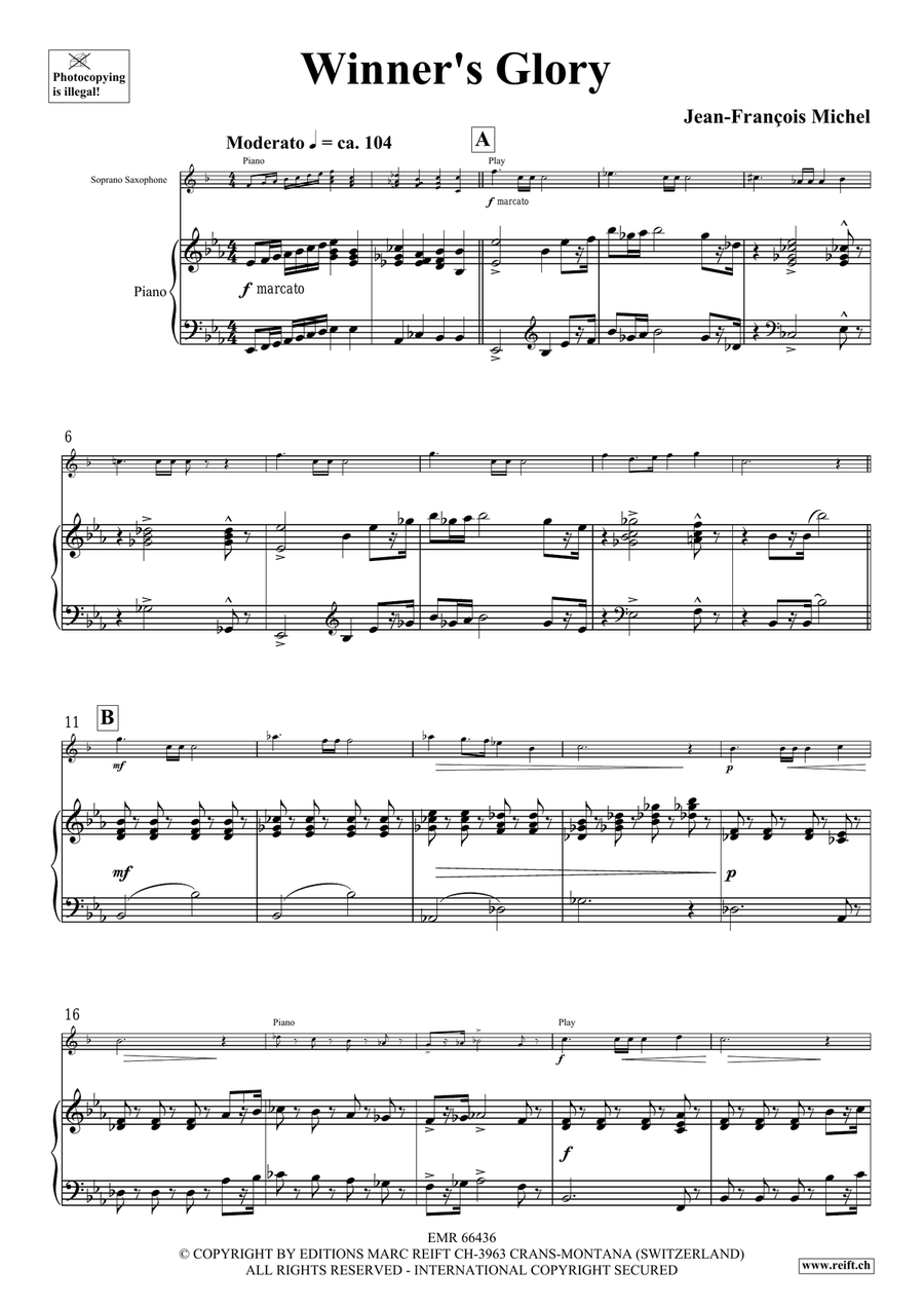 Winner's Glory Winner's Glory Soprano Saxophone scores gallery preview page 5