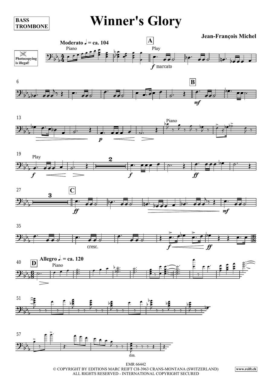 Winner's Glory by Jean-Francois Michel Bass Trombone - Sheet Music page 4