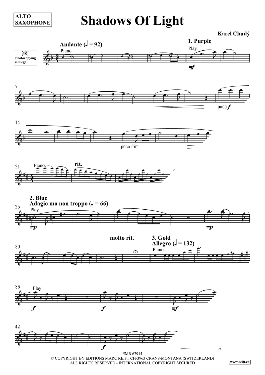 Shadows Of Light Shadows Of Light Alto Saxophone scores gallery preview page 4