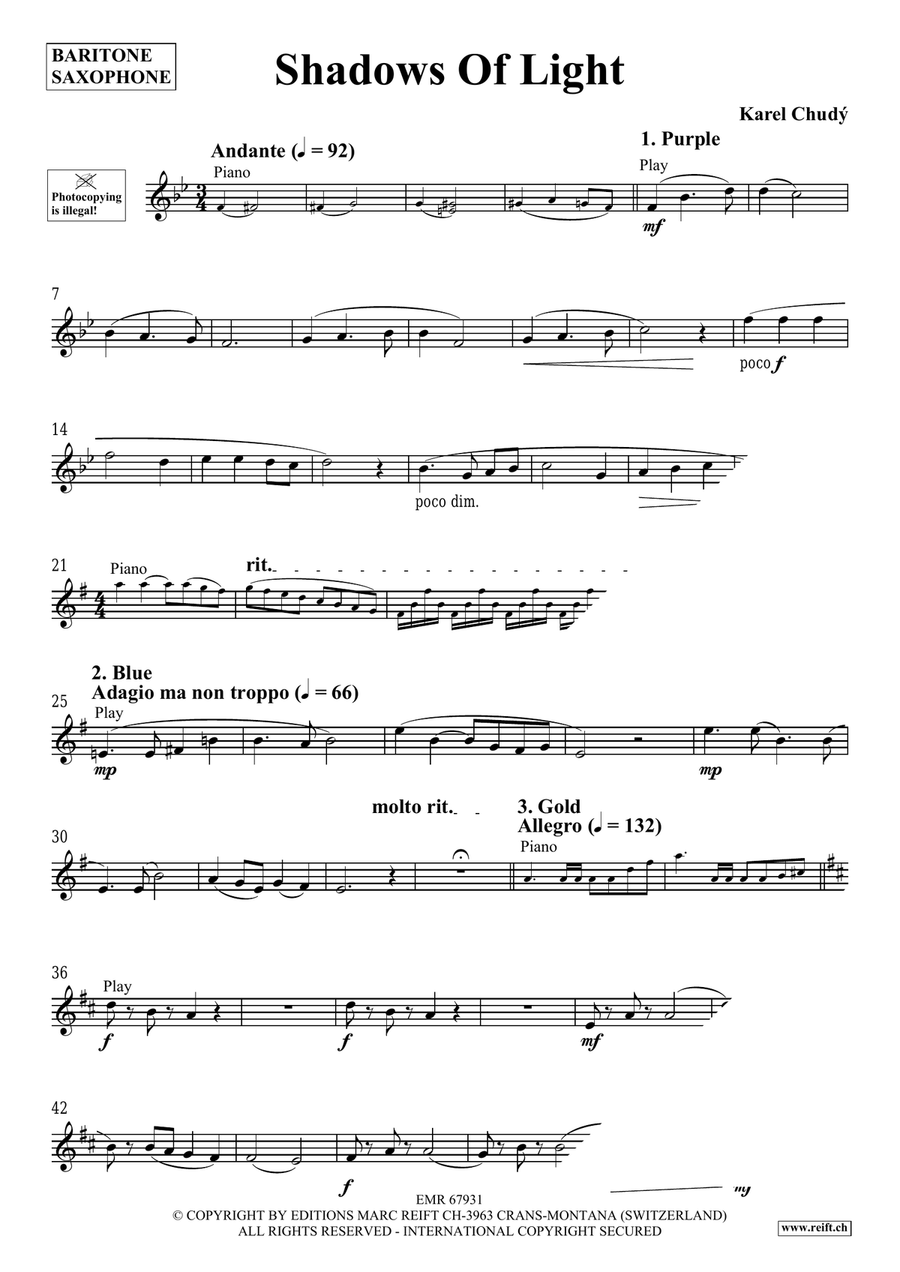 Shadows Of Light Shadows Of Light Baritone Saxophone scores gallery preview page 4