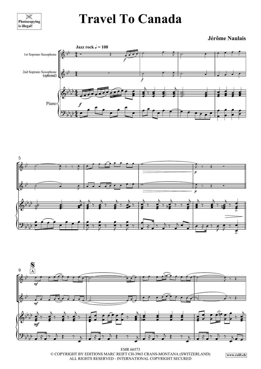 Travel To Canada Travel To Canada Soprano Saxophone scores gallery preview page 4
