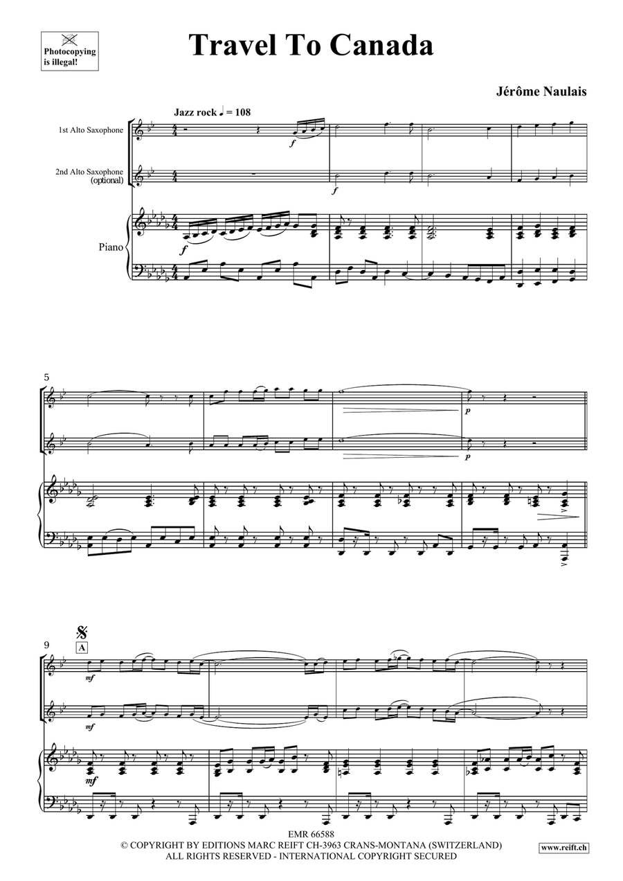Travel To Canada Travel To Canada Alto Saxophone scores gallery preview page 4