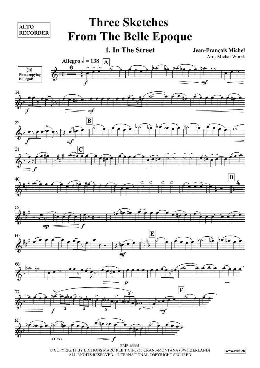 Three Sketches From The Belle Epoque Alto Recorder scores gallery preview page 4