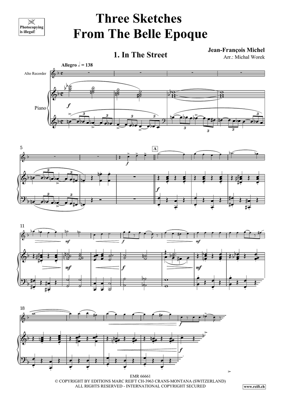 Three Sketches From The Belle Epoque Alto Recorder scores gallery preview page 5