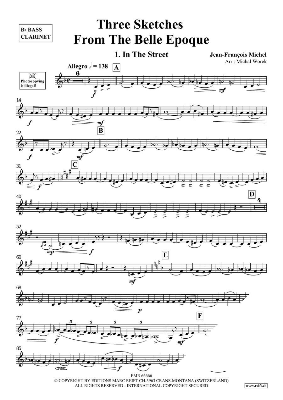 Three Sketches From The Belle Epoque Bass Clarinet scores gallery preview page 4