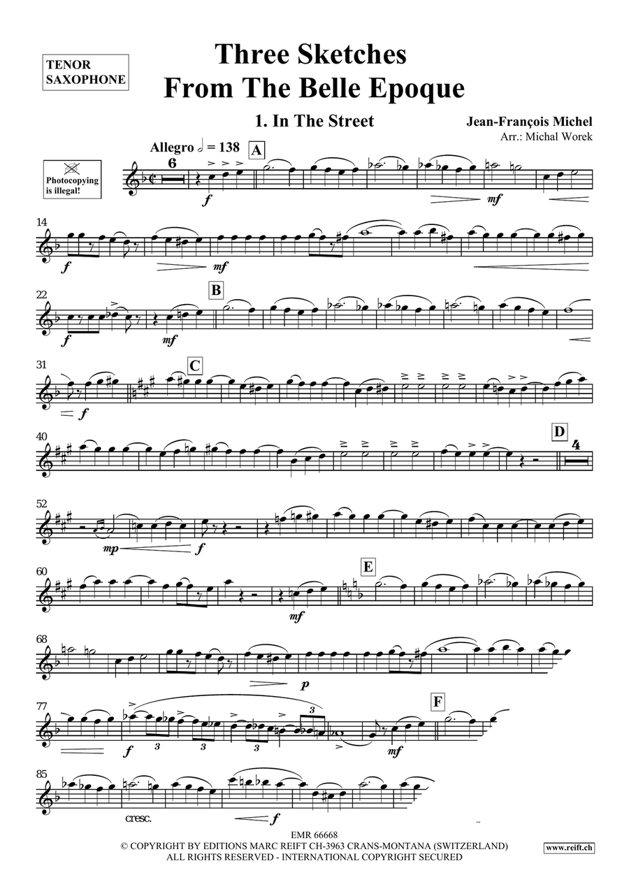 Three Sketches From The Belle Epoque Tenor Saxophone scores gallery preview page 4