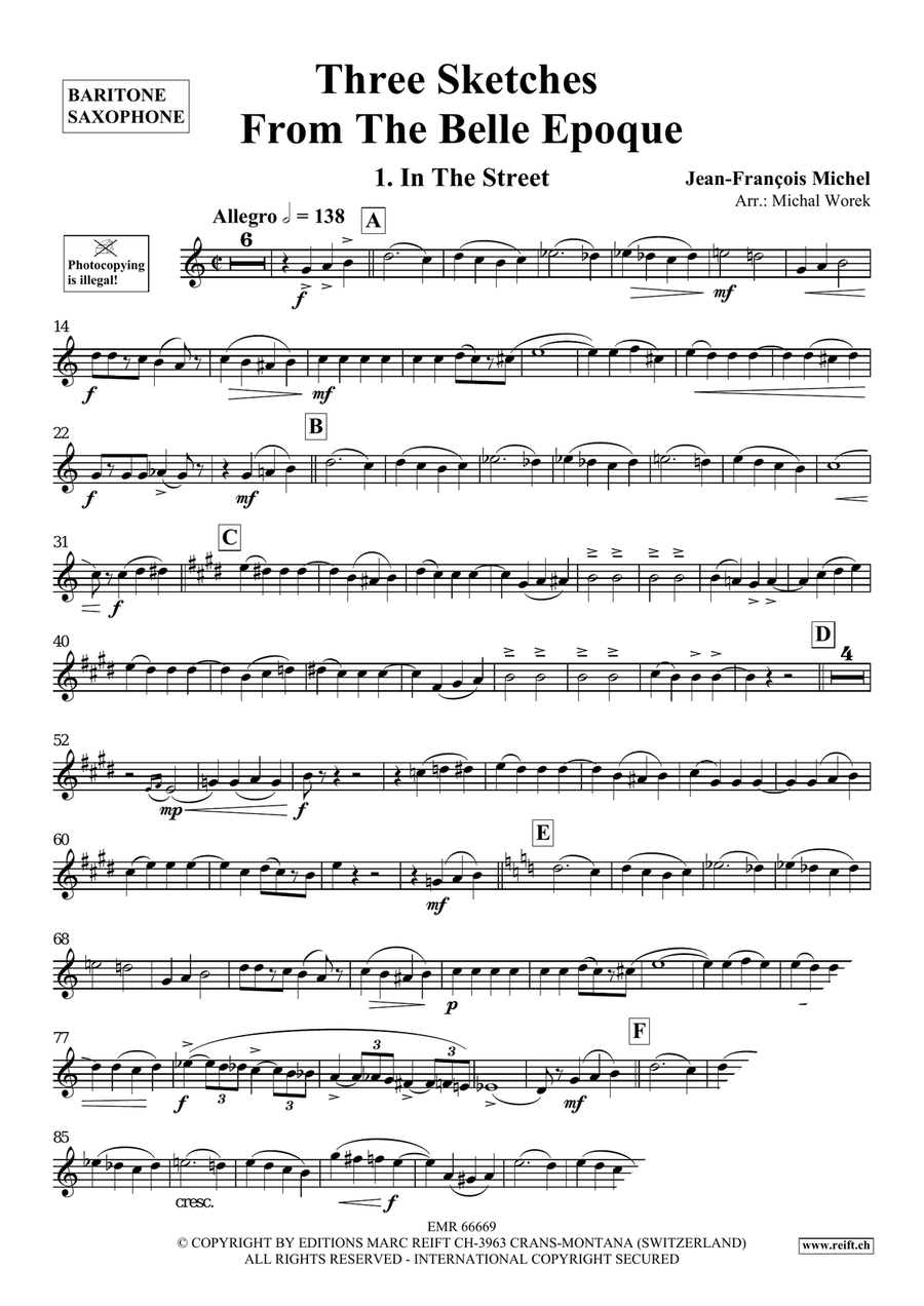 Three Sketches From The Belle Epoque Baritone Saxophone scores gallery preview page 4