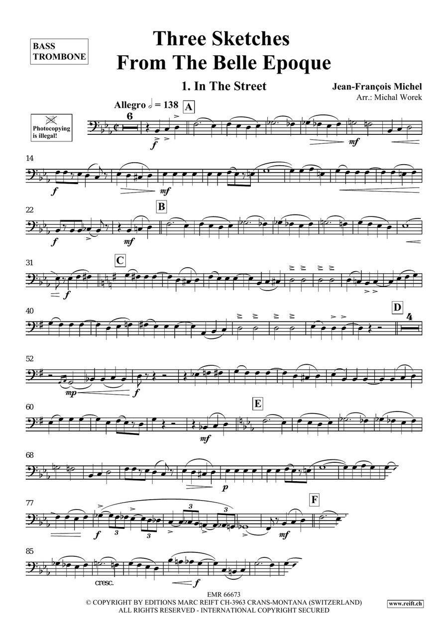 Three Sketches From The Belle Epoque Bass Trombone scores gallery preview page 4