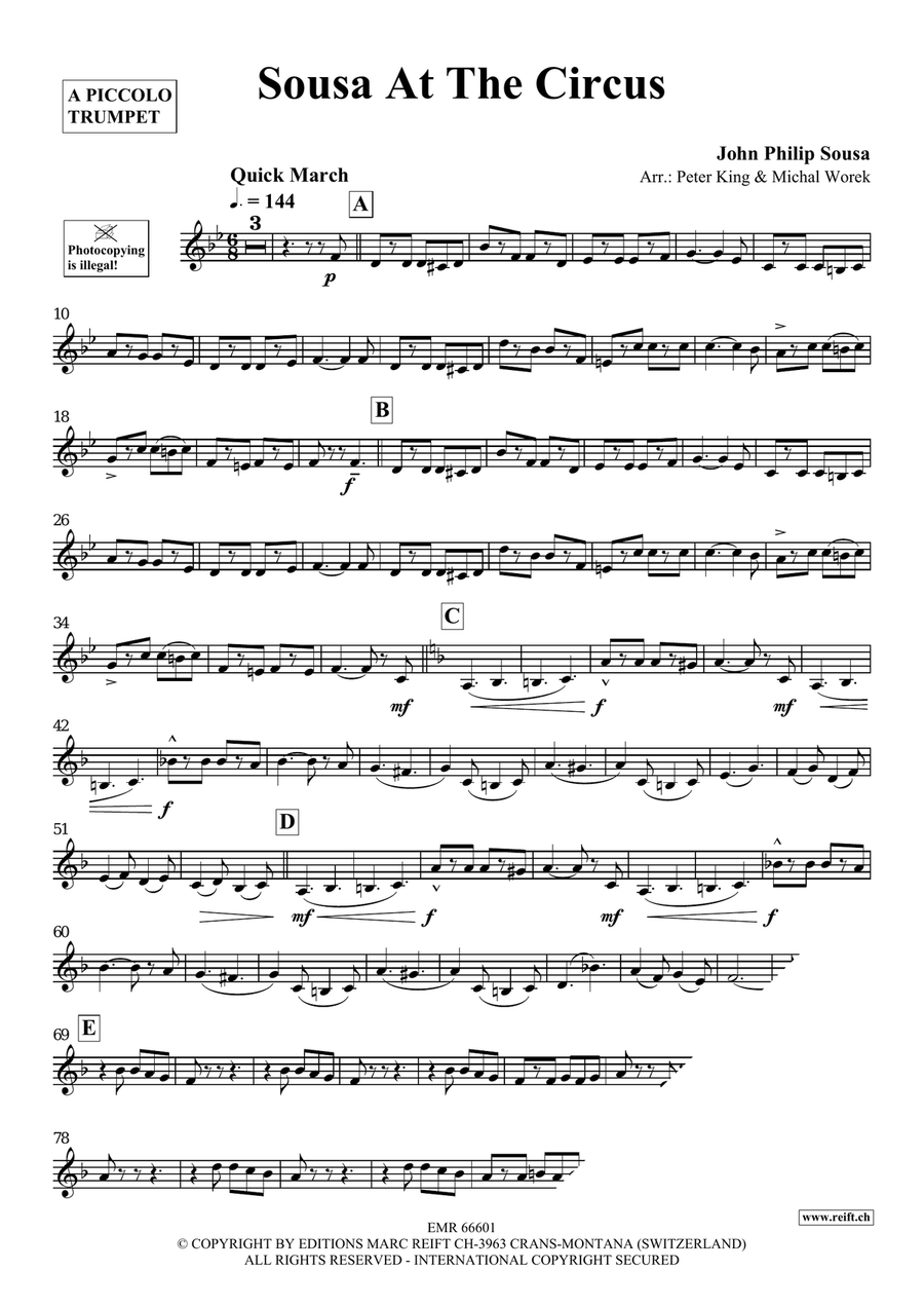 Sousa At The Circus by John Philip Sousa Piccolo Trumpet - Sheet Music page 3