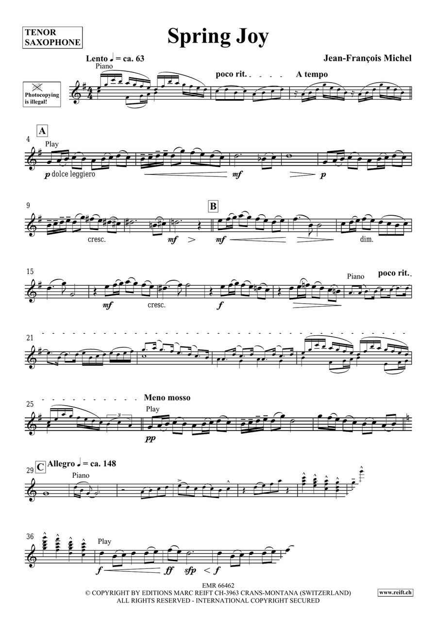 Spring Joy Spring Joy Tenor Saxophone scores gallery preview page 4