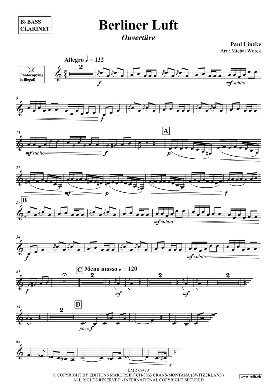 Berliner Luft by Paul Lincke Bass Clarinet - Sheet Music page 3