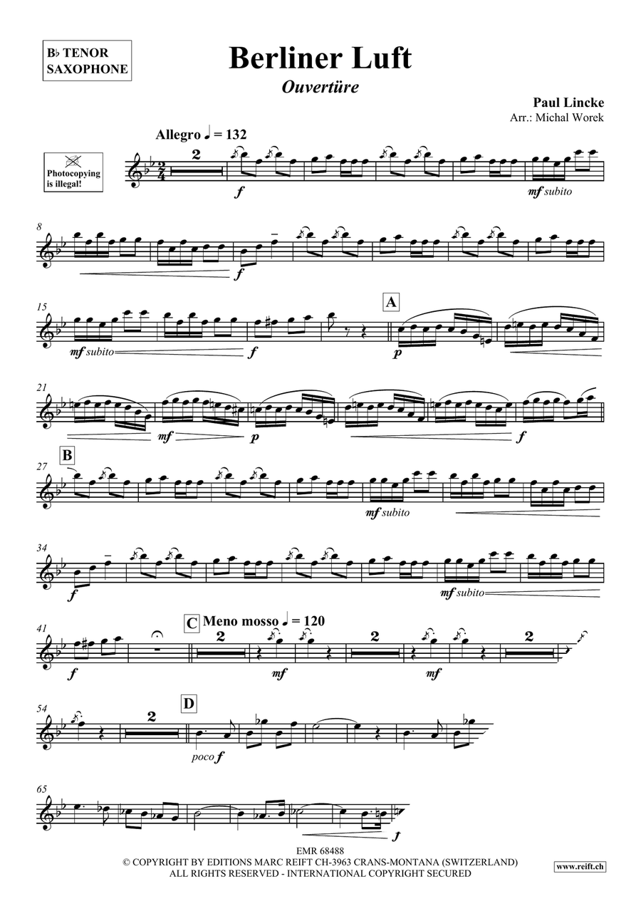 Berliner Luft by Paul Lincke Tenor Saxophone - Sheet Music page 3