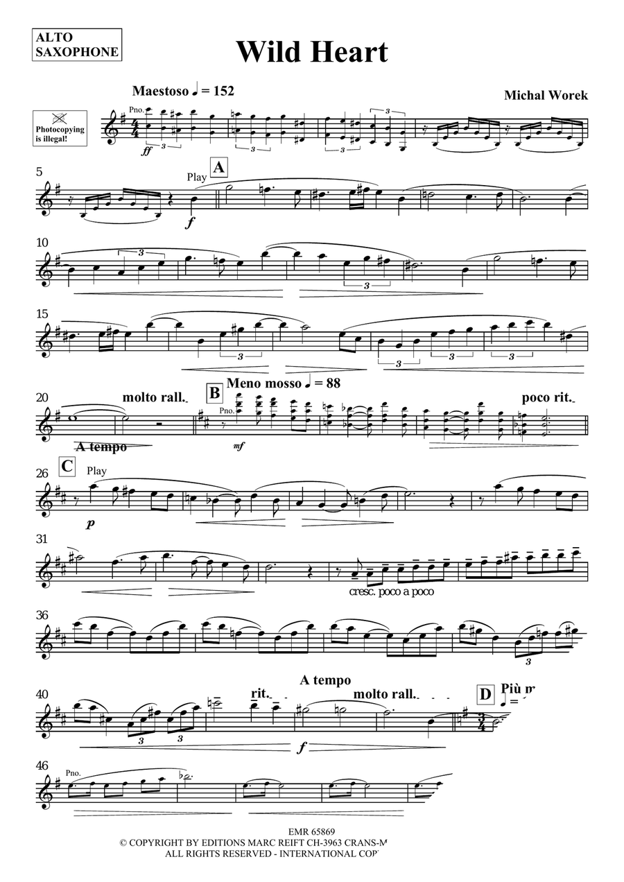 Wild Heart Wild Heart Alto Saxophone scores gallery preview page 3