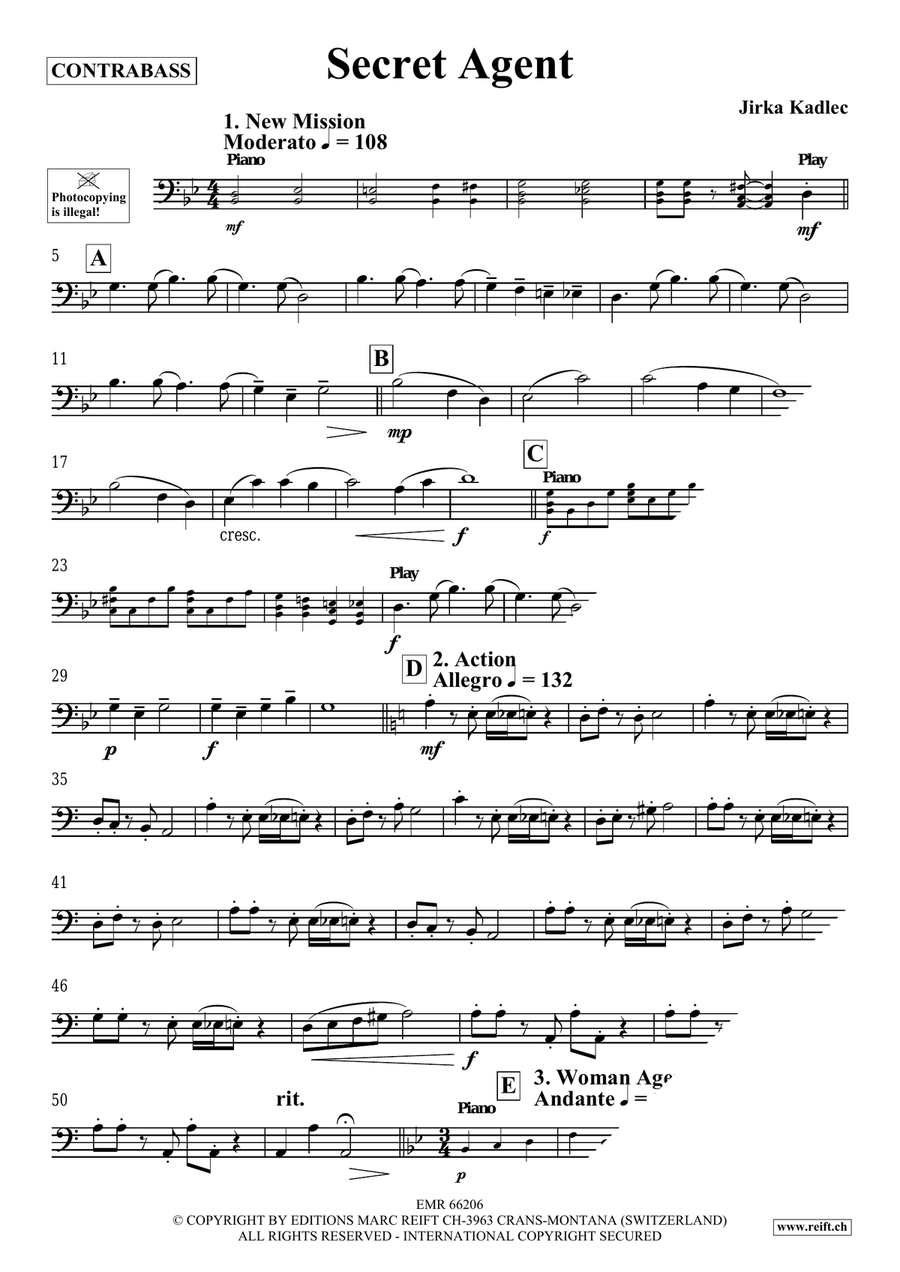 Secret Agent by Jirka Kadlec Double Bass - Sheet Music page 4