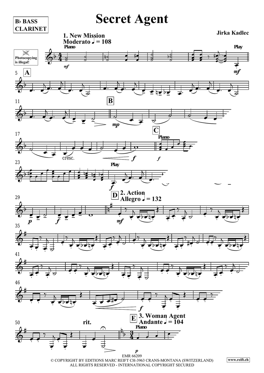 Secret Agent Secret Agent Bass Clarinet scores gallery preview page 4