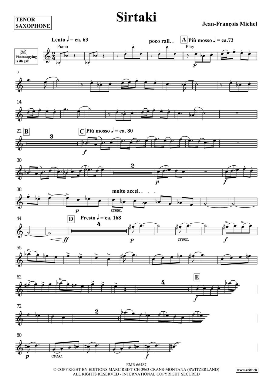 Sirtaki Sirtaki Tenor Saxophone scores gallery preview page 4