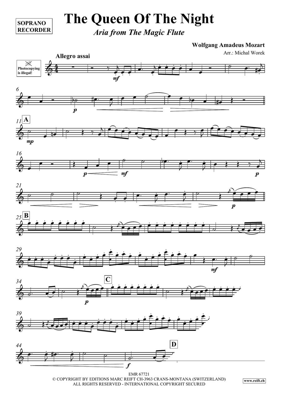 The Queen Of The Night The Queen Of The Night Soprano Recorder scores gallery preview page 3
