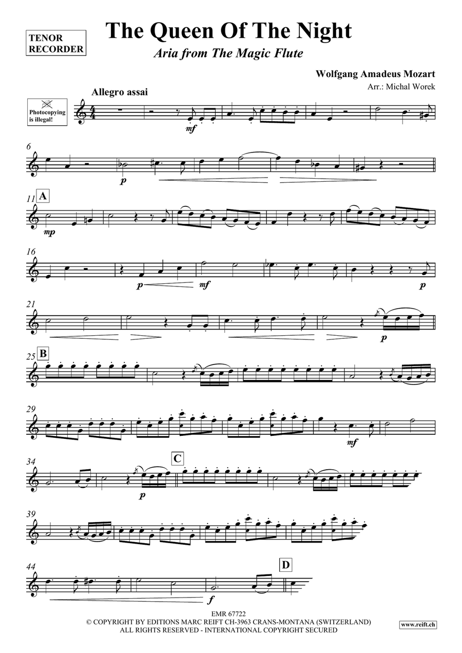 The Queen Of The Night The Queen Of The Night Tenor Recorder scores gallery preview page 3