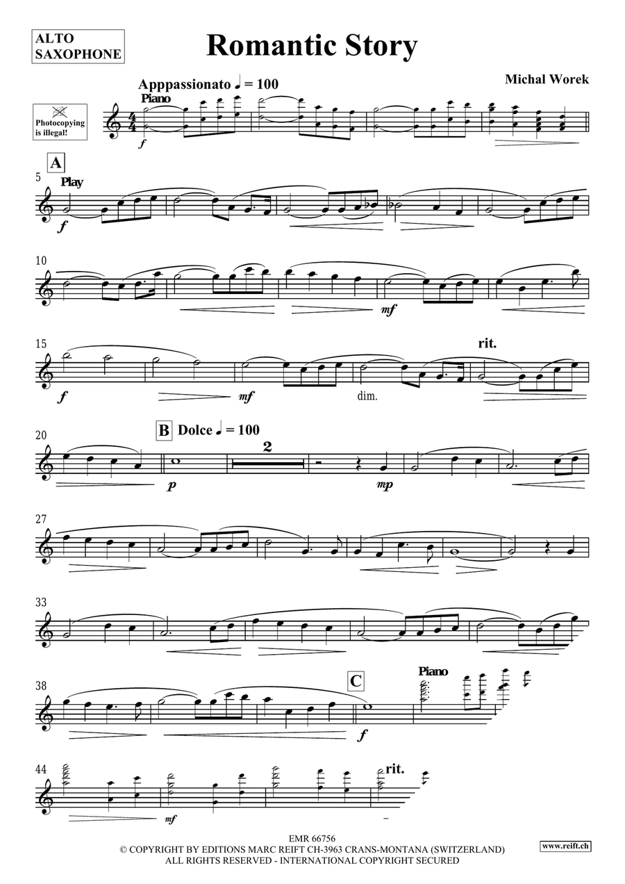 Romantic Story Romantic Story Alto Saxophone scores gallery preview page 4