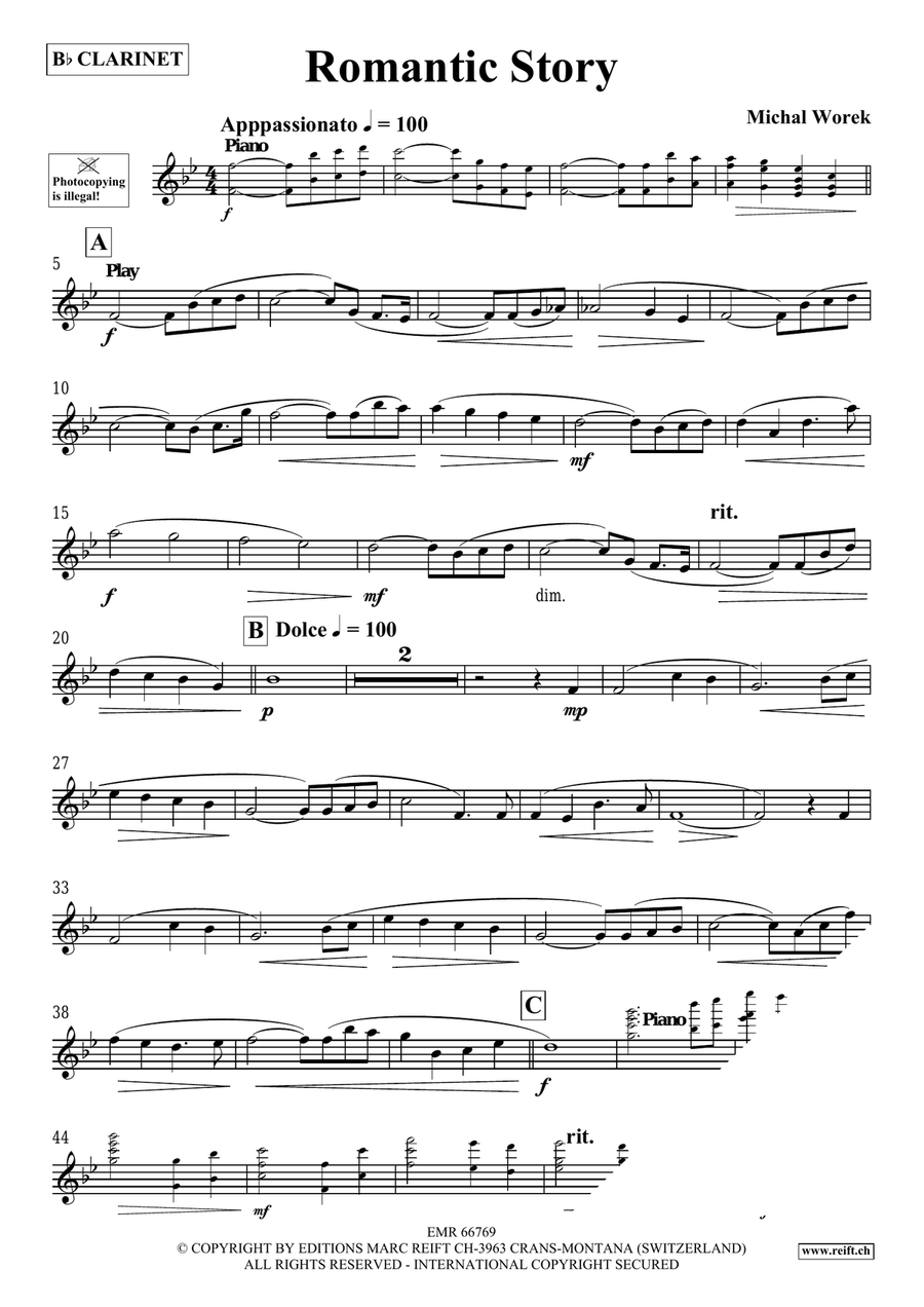 Romantic Story Romantic Story Clarinet Solo scores gallery preview page 4