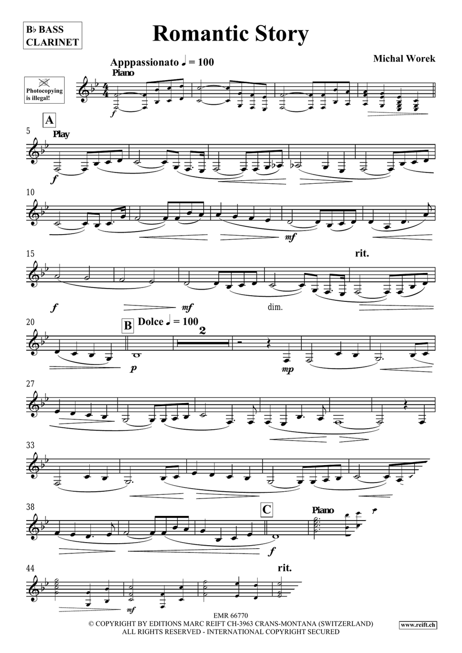 Romantic Story Romantic Story Bass Clarinet scores gallery preview page 4