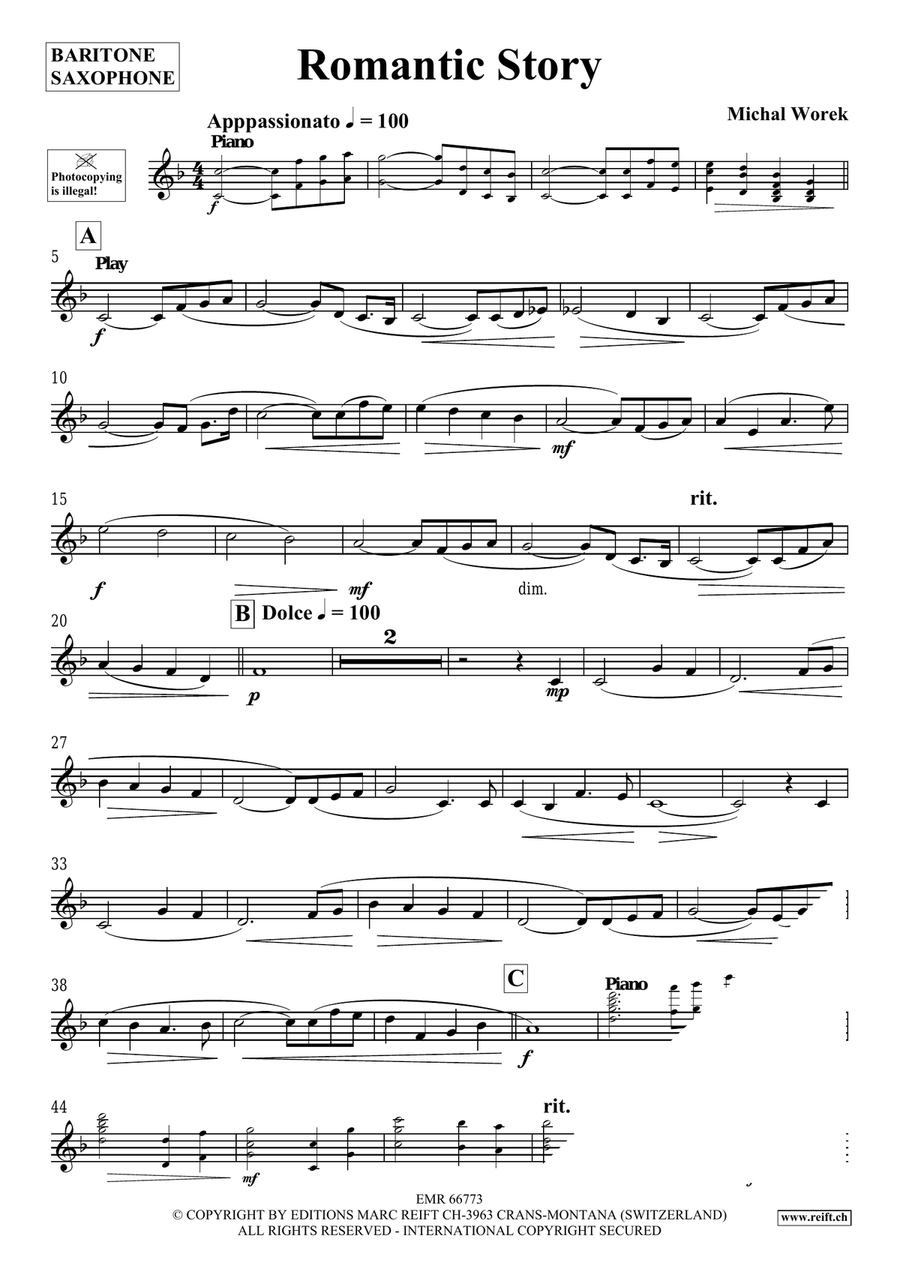 Romantic Story Romantic Story Baritone Saxophone scores gallery preview page 4