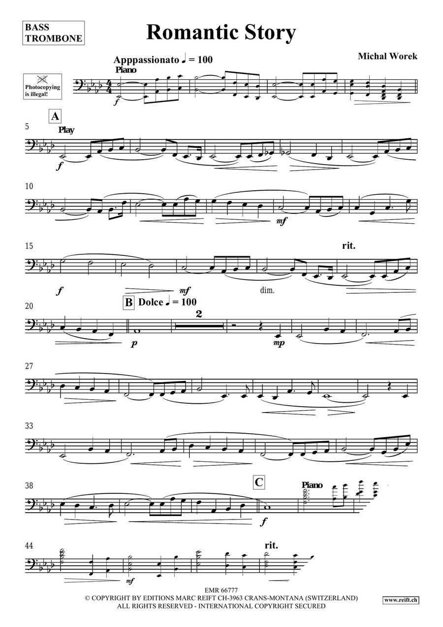 Romantic Story Romantic Story Bass Trombone scores gallery preview page 4