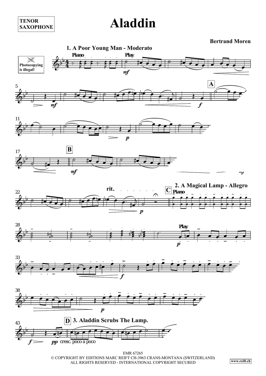 Aladdin Aladdin Tenor Saxophone scores gallery preview page 3