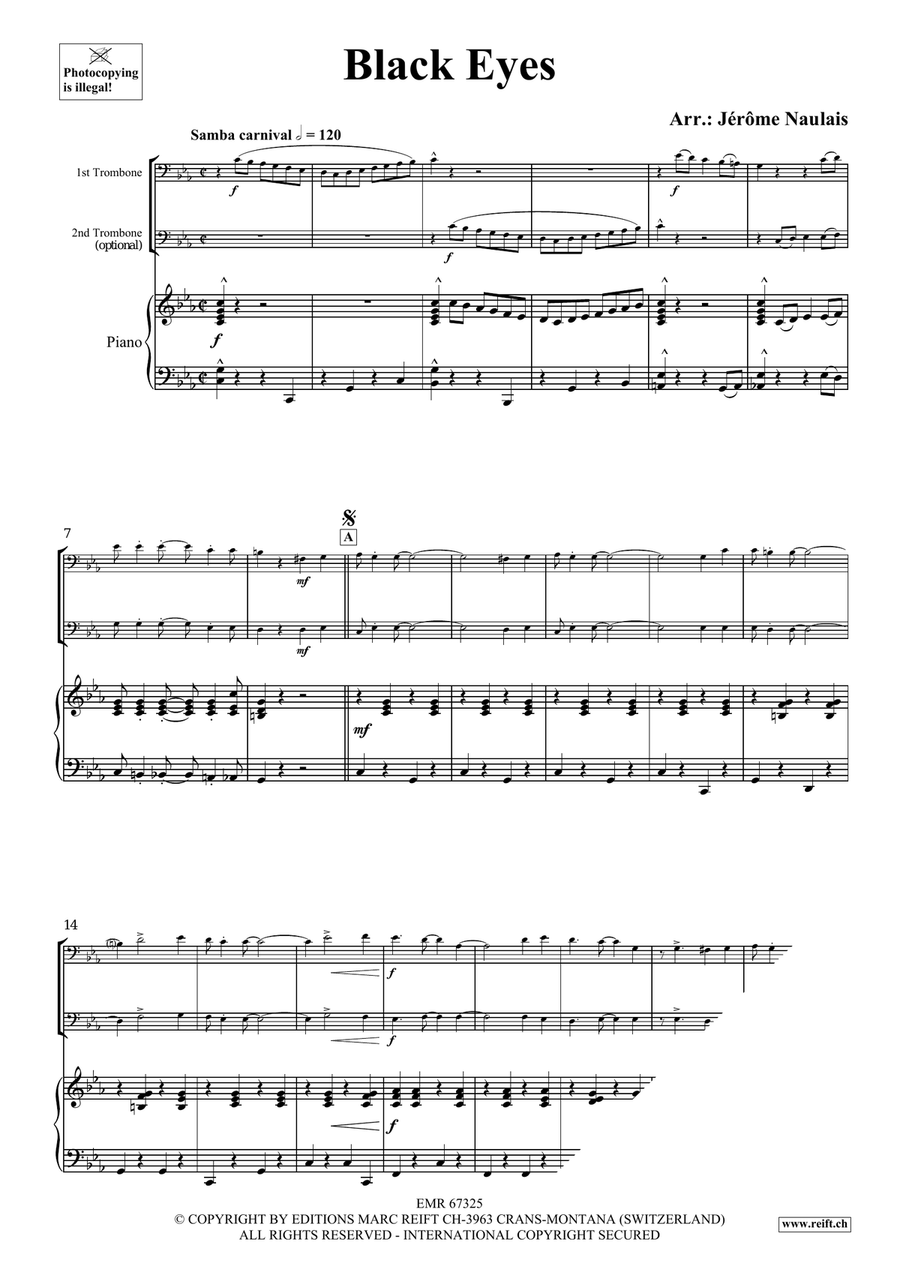 Black Eyes Black Eyes Trombone Duet scores gallery preview page 3