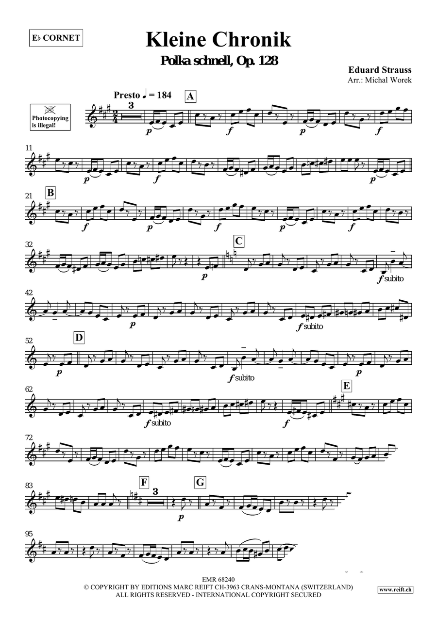 Kleine Chronik by Eduard Strauss Cornet - Sheet Music page 3