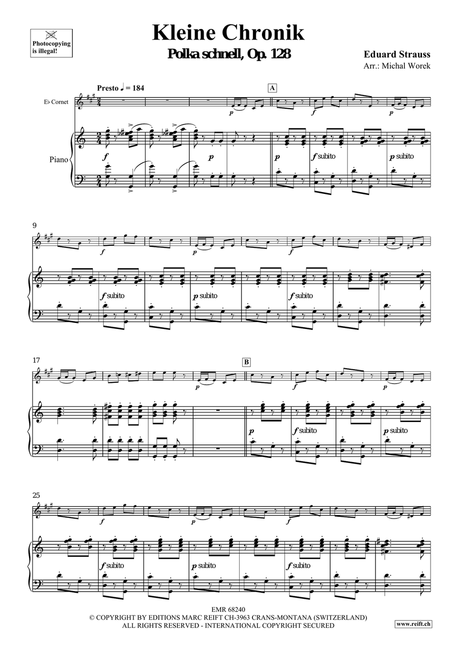 Kleine Chronik by Eduard Strauss Cornet - Sheet Music page 4
