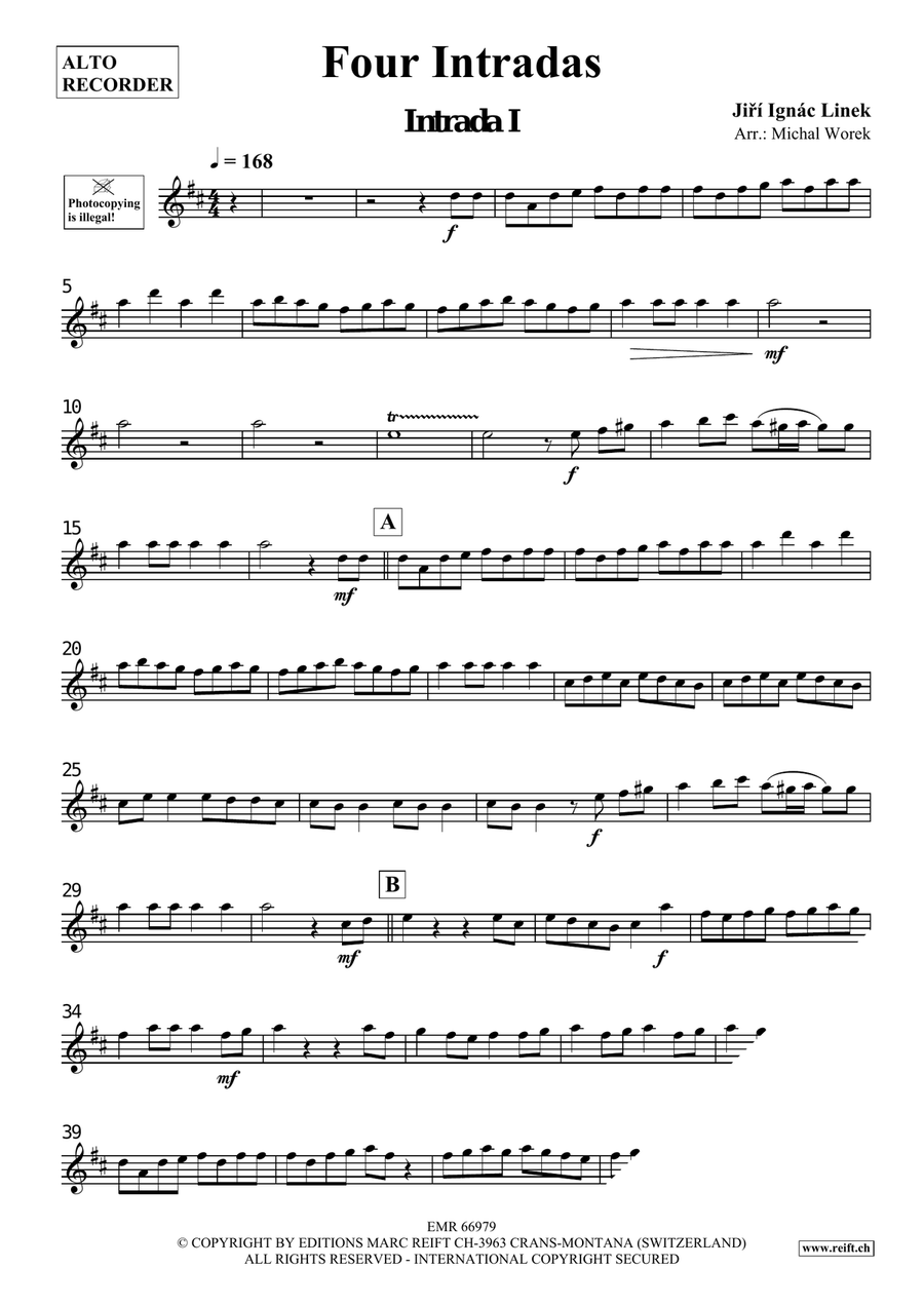 Four Intradas Four Intradas Alto Recorder scores gallery preview page 3