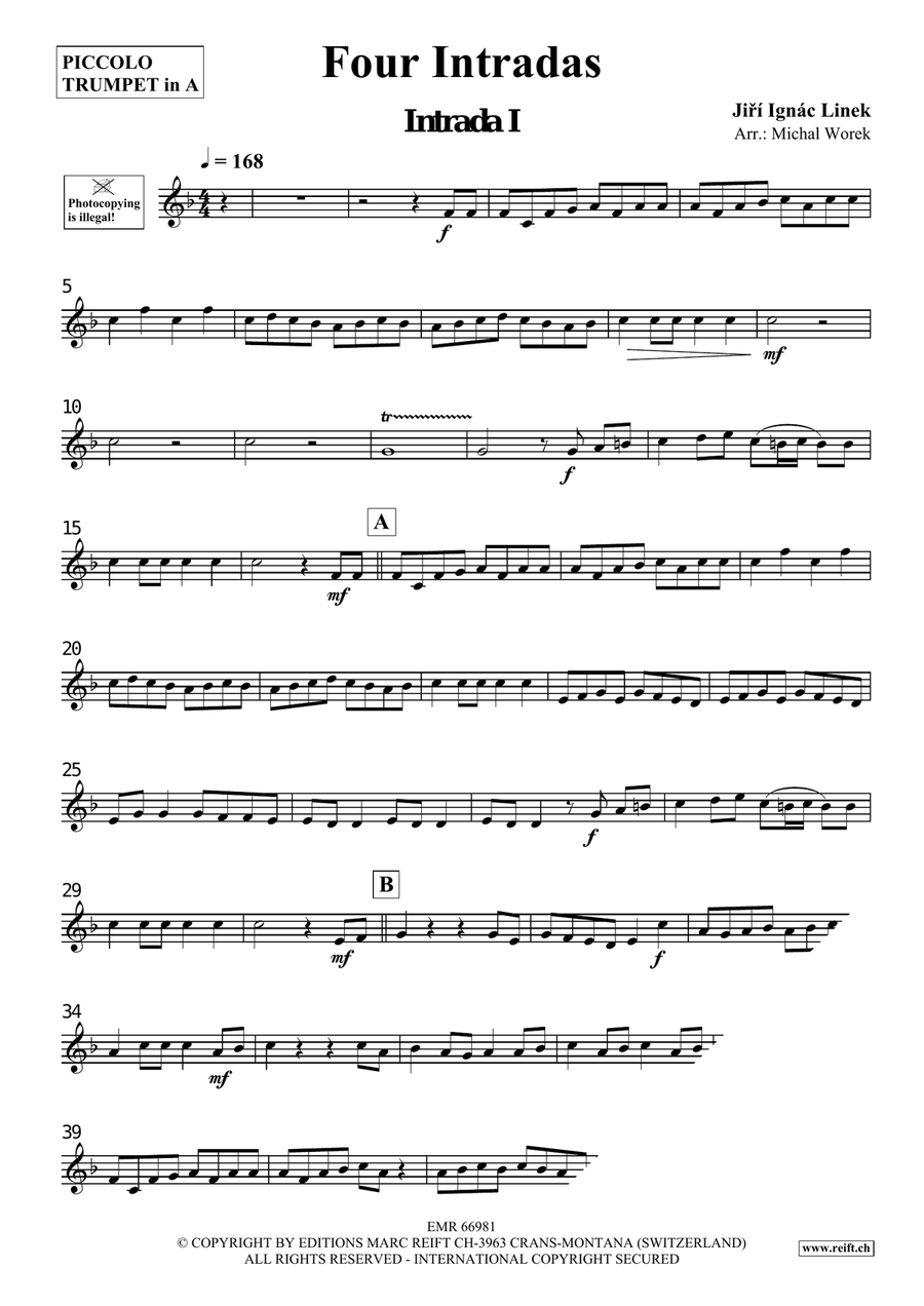 Four Intradas Four Intradas Piccolo Trumpet scores gallery preview page 3
