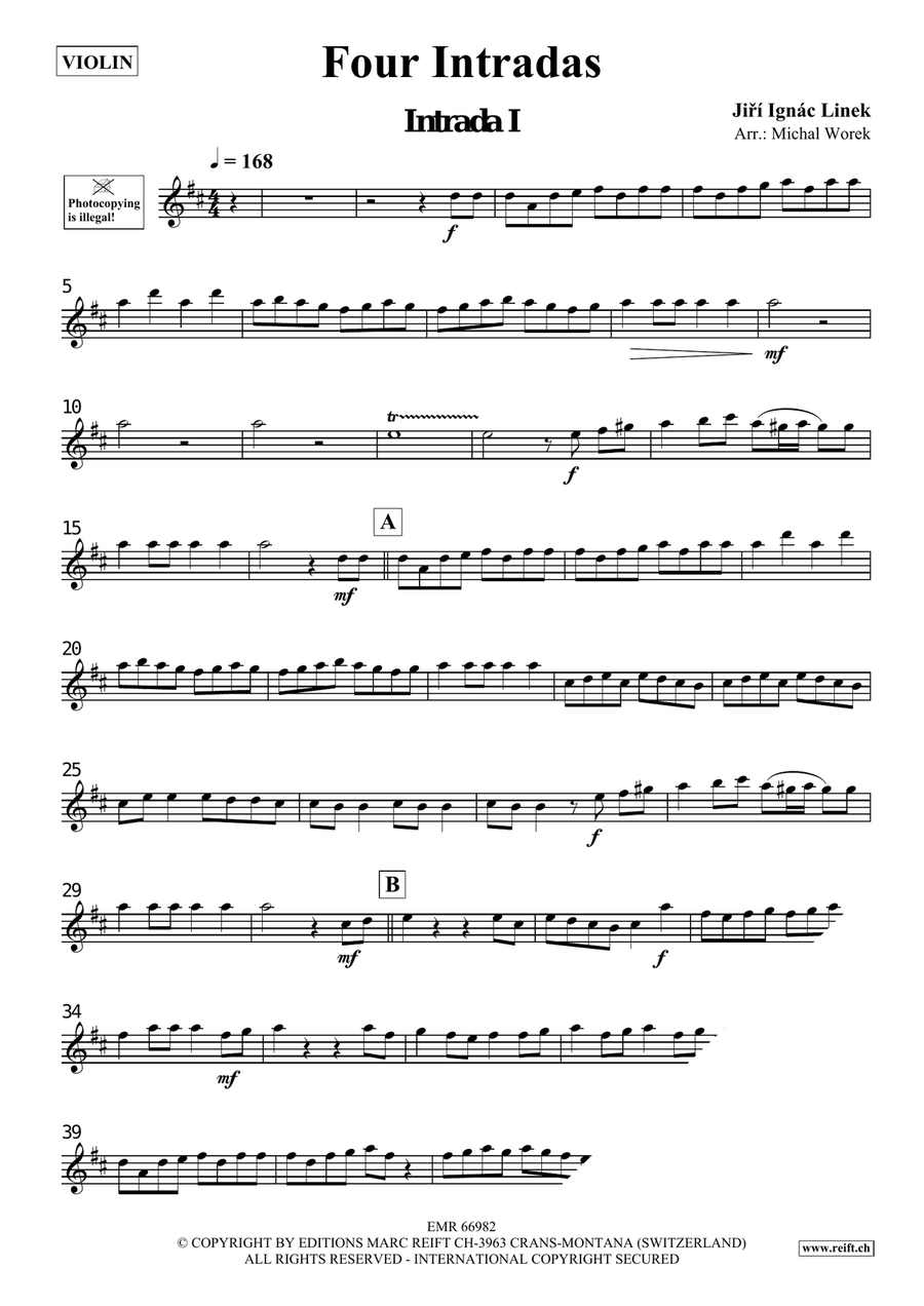 Four Intradas Four Intradas Violin Solo scores gallery preview page 3