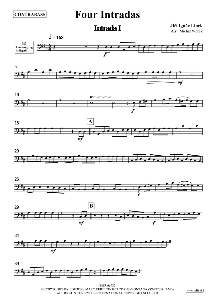Four Intradas Four Intradas Double Bass scores gallery preview page 3