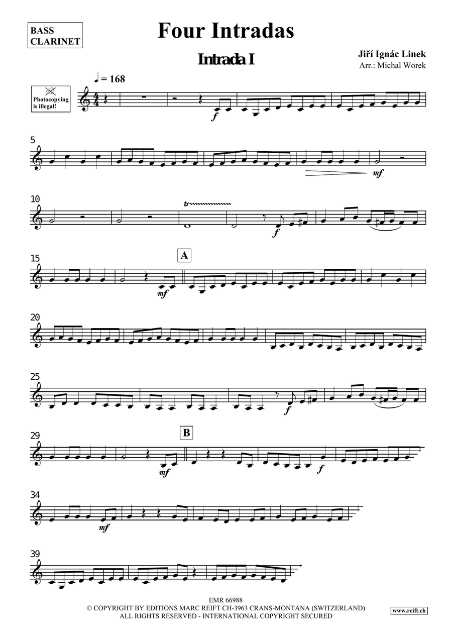 Four Intradas Four Intradas Bass Clarinet scores gallery preview page 3
