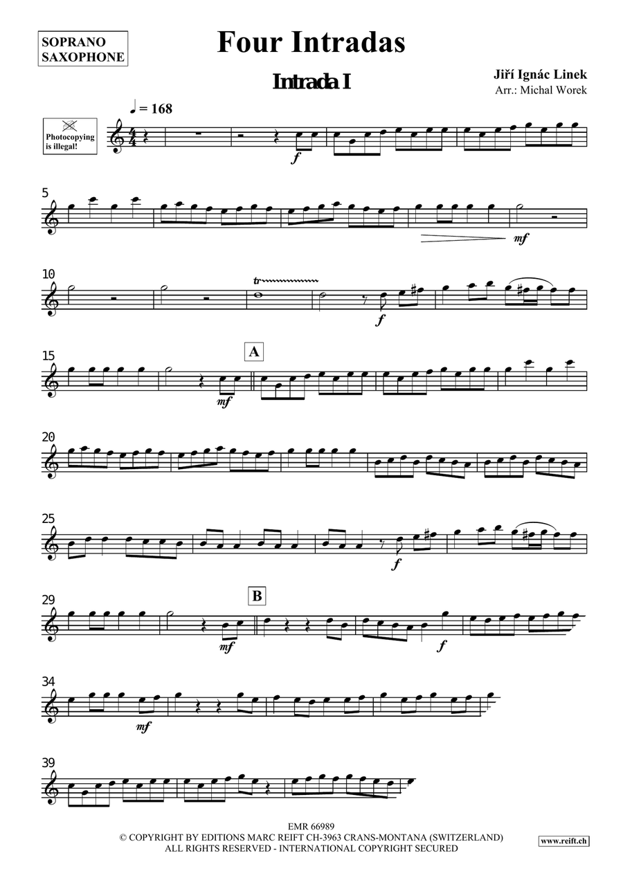Four Intradas Four Intradas Soprano Saxophone scores gallery preview page 3