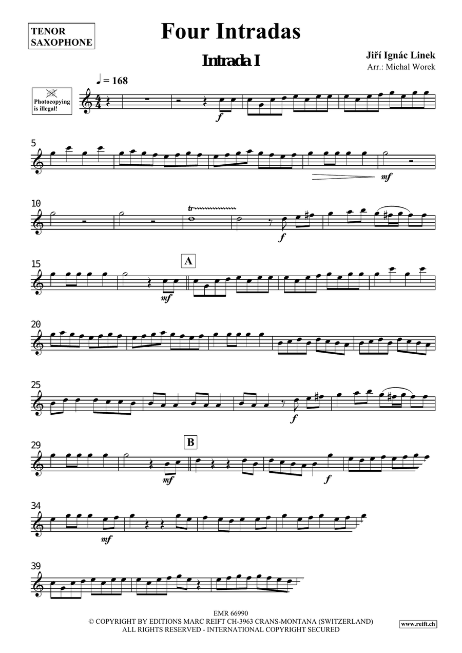 Four Intradas Four Intradas Tenor Saxophone scores gallery preview page 3