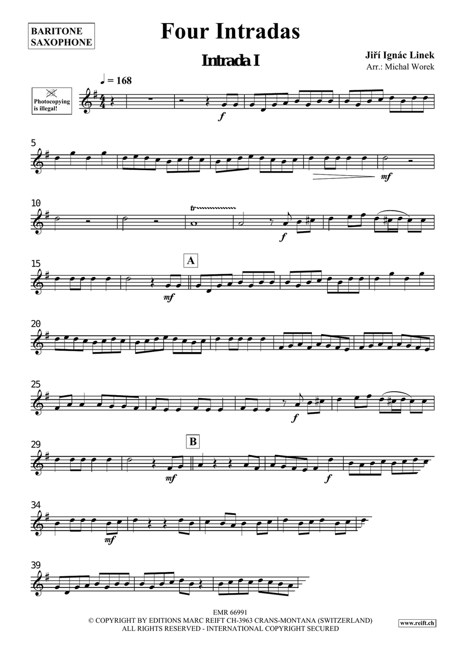 Four Intradas Four Intradas Baritone Saxophone scores gallery preview page 3