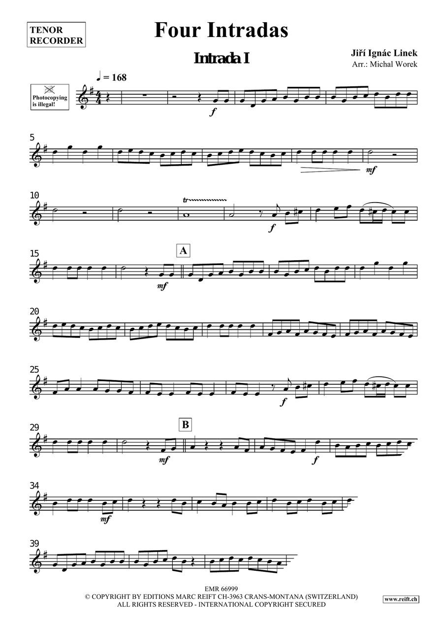 Four Intradas Four Intradas Tenor Recorder scores gallery preview page 3
