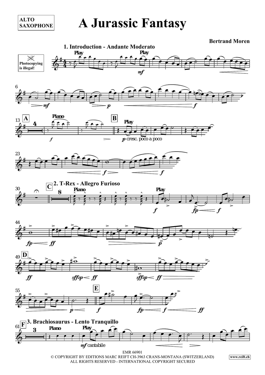 A Jurassic Fantasy A Jurassic Fantasy Alto Saxophone scores gallery preview page 4
