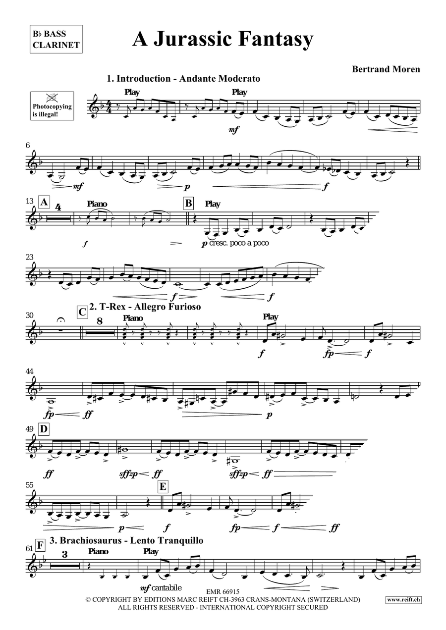 A Jurassic Fantasy A Jurassic Fantasy Bass Clarinet scores gallery preview page 4