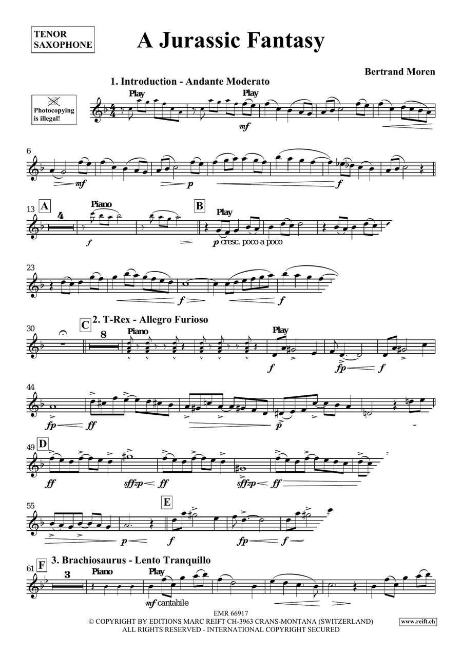 A Jurassic Fantasy A Jurassic Fantasy Tenor Saxophone scores gallery preview page 4