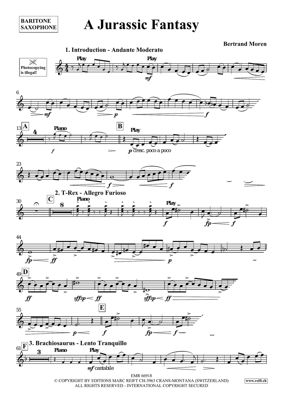 A Jurassic Fantasy A Jurassic Fantasy Baritone Saxophone scores gallery preview page 4
