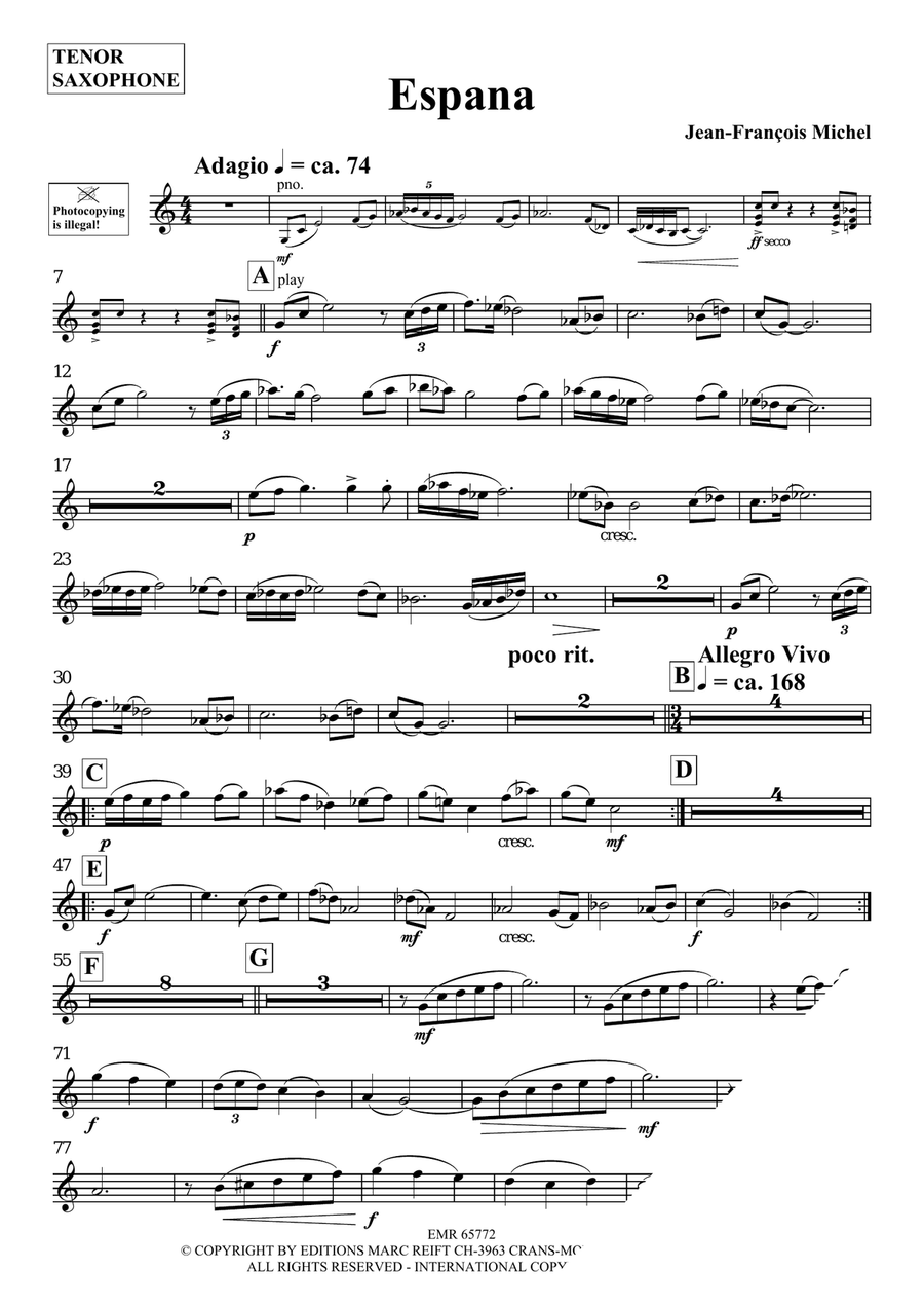 Espana Tenor Saxophone scores gallery preview page 3