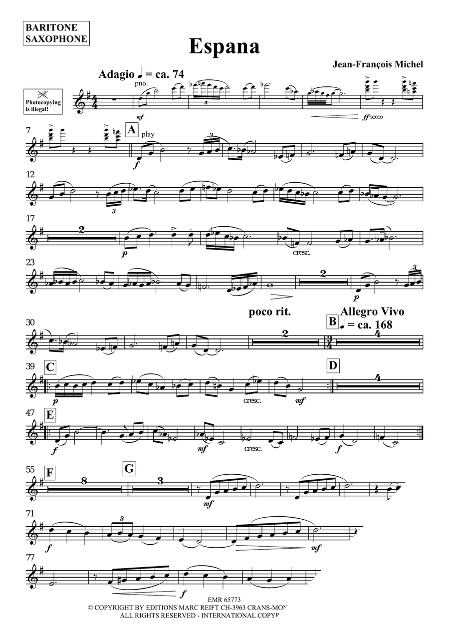 Espana Espana Baritone Saxophone scores gallery preview page 3